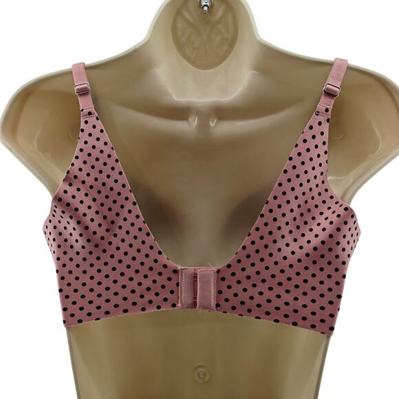 Soma Vanishing Back Full Coverage 32DD Pink Black Polka Dot Smooth - Picture 3 of 3